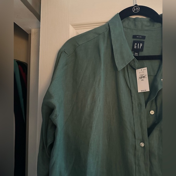 Gap linen boyfriend, shirt, sagebrush green size XXL, NWT - Picture 3 of 5